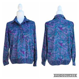 Alfred Dunner Multicolored Paisley Collared Blouse